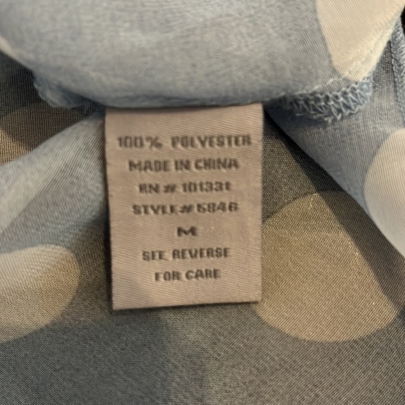 Charlotte Russe size M women’s top. Blue with white spots see through with ties - Picture 6 of 7